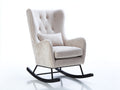 Fauteuil à bascule - tissu-métal - 86 x 92 x 108 cm - beige-noir - style contemporain