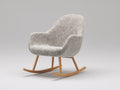 Fauteuil à bascule - tissu bouclé-bois - 84 x 86 x 97 cm - gris clair-naturel - style scandinave