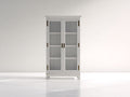 Vitrine-bois-verre-90x40x190 cm-blanc gris-style classique