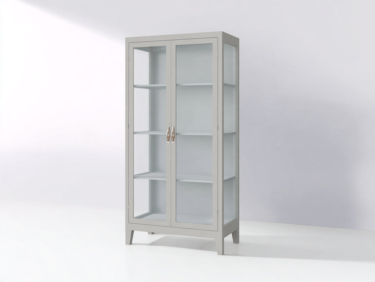 Vitrine-bois-verre-98x42x186 cm-gris perle-style contemporain