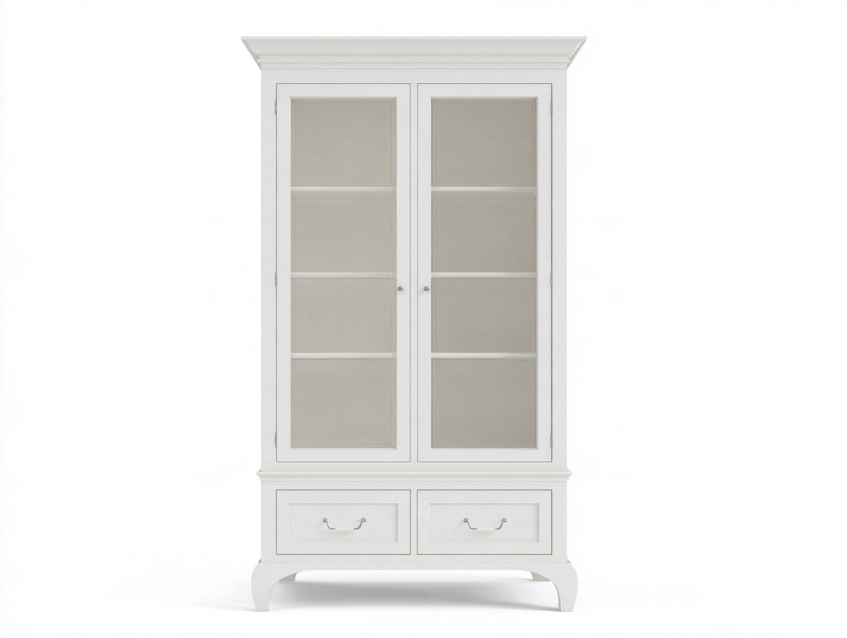 Vitrine - Bois-verre-métal - 110x45x200 cm - Blanc cassé - Style classique