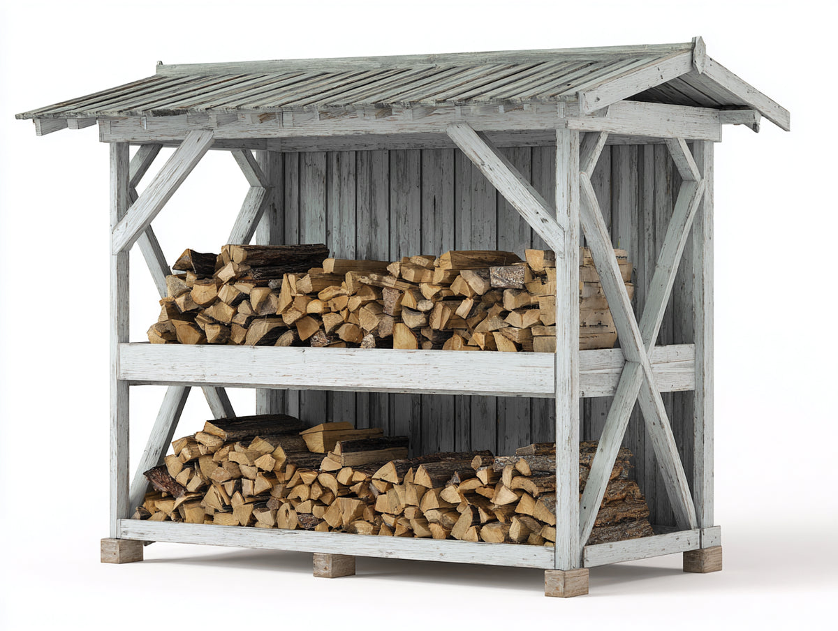 Abri à bûches - Bois - 240x110x215 cm - Gris vieilli - Style rustique