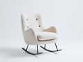 Fauteuil à bascule - tissu bouclé-métal - 82 x 89 x 98 cm - écru-noir - style contemporain