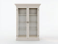 Vitrine - Bois-verre-métal - 110x42x190 cm - Beige clair - Style classique