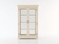 Vitrine-bois-verre-108x43x190 cm-blanc cassé-style classique