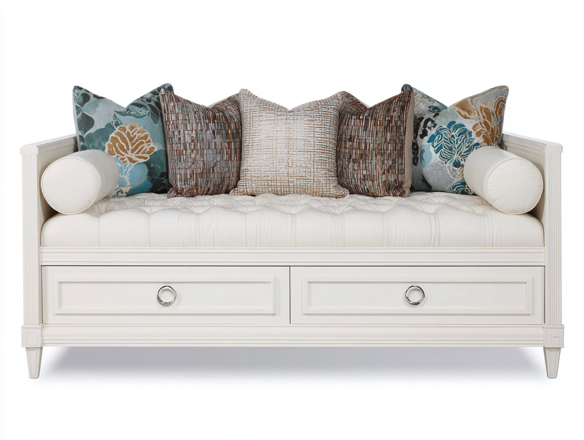 Canapé lit-Bois-220x90x85 cm-Blanc-Style classique
