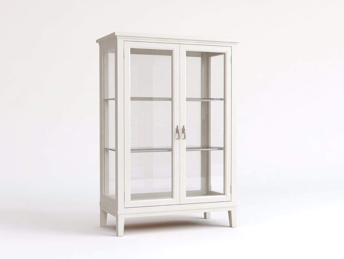 Vitrine-bois-verre-112x45x188 cm-blanc-style moderne