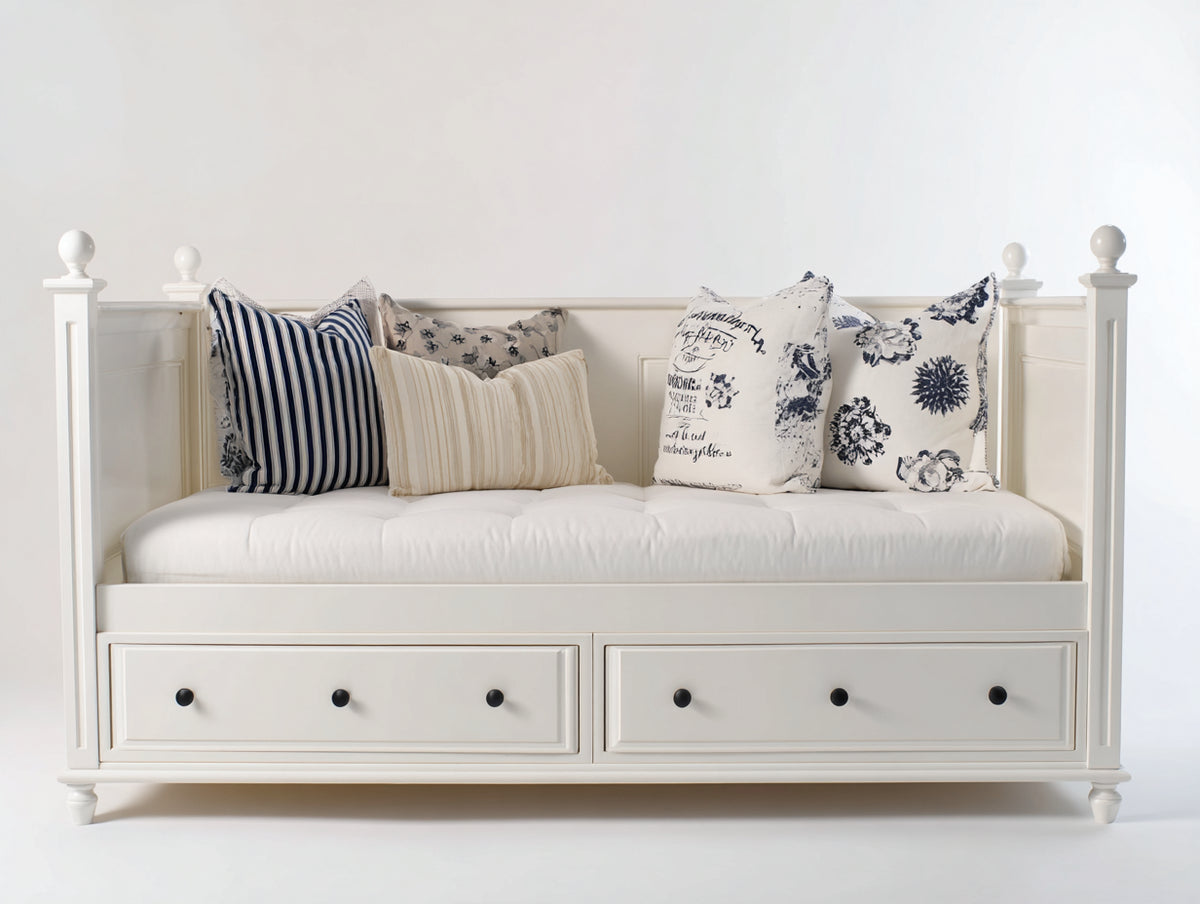 Canapé lit-Bois-230x100x95 cm-Blanc-Style classique