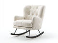 Fauteuil à bascule - tissu bouclé-métal - 80 x 92 x 100 cm - écru-noir - style moderne