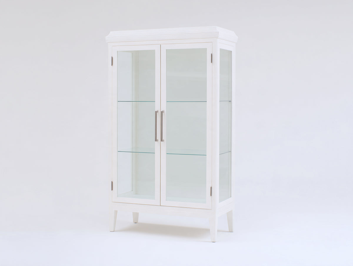 Vitrine-bois-verre-96x45x190 cm-blanc-style contemporain