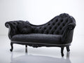 Chaise longue - velours-bois - 173x80x100 cm - noir - style rococo classique