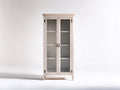 Vitrine-bois-verre-80x38x180 cm-blanc cassé-style classique