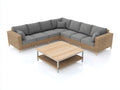 Canapé de jardin - résine tressée-bois-tissu - 278x278x79 cm - gris-naturel - style contemporain