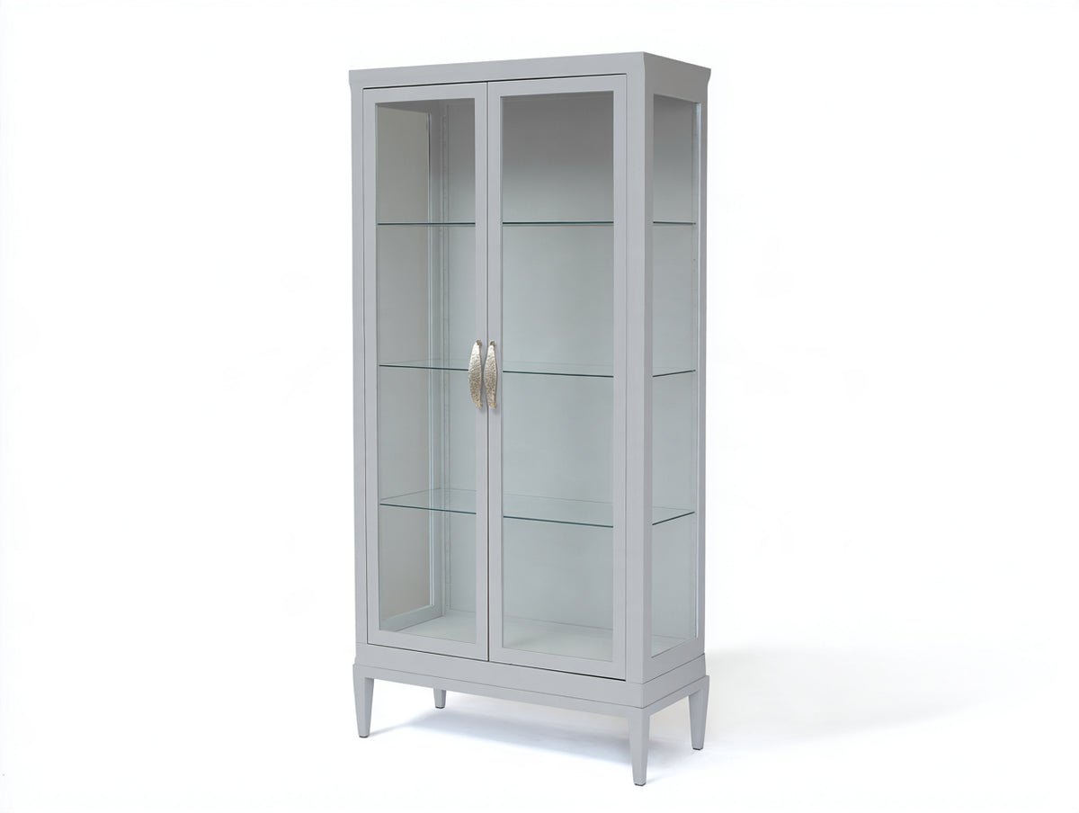Vitrine-bois-verre-101x44x190 cm-gris clair-style moderne