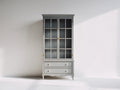Vitrine-bois-verre-100x44x192 cm-gris-style classique