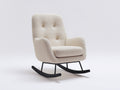 Fauteuil à bascule - tissu bouclé-métal - 84 x 90 x 101 cm - écru-noir - style contemporain