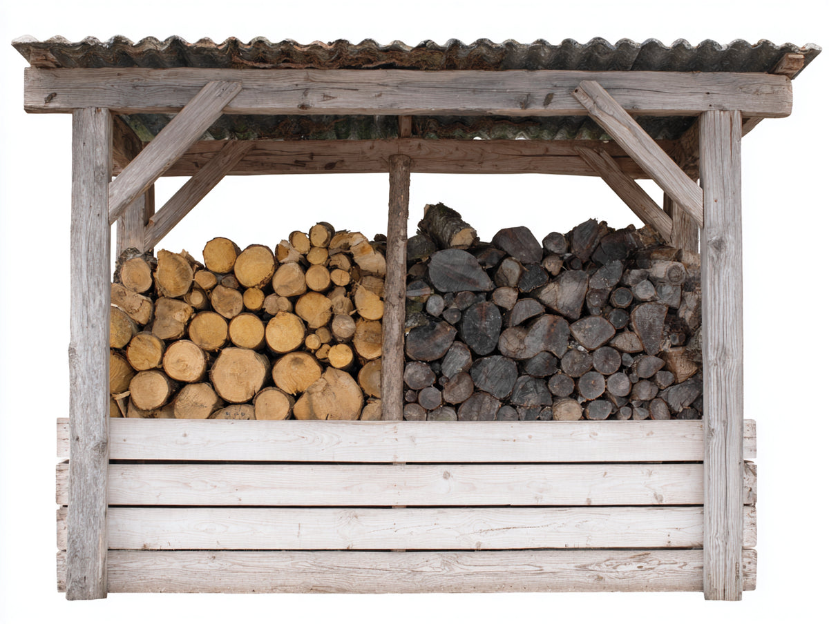 Abri à bûches - Bois - 280x100x190 cm - Bois vieilli - Style rustique