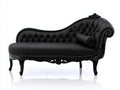 Chaise longue - velours-bois - 177x77x101 cm - noir - style rococo baroque
