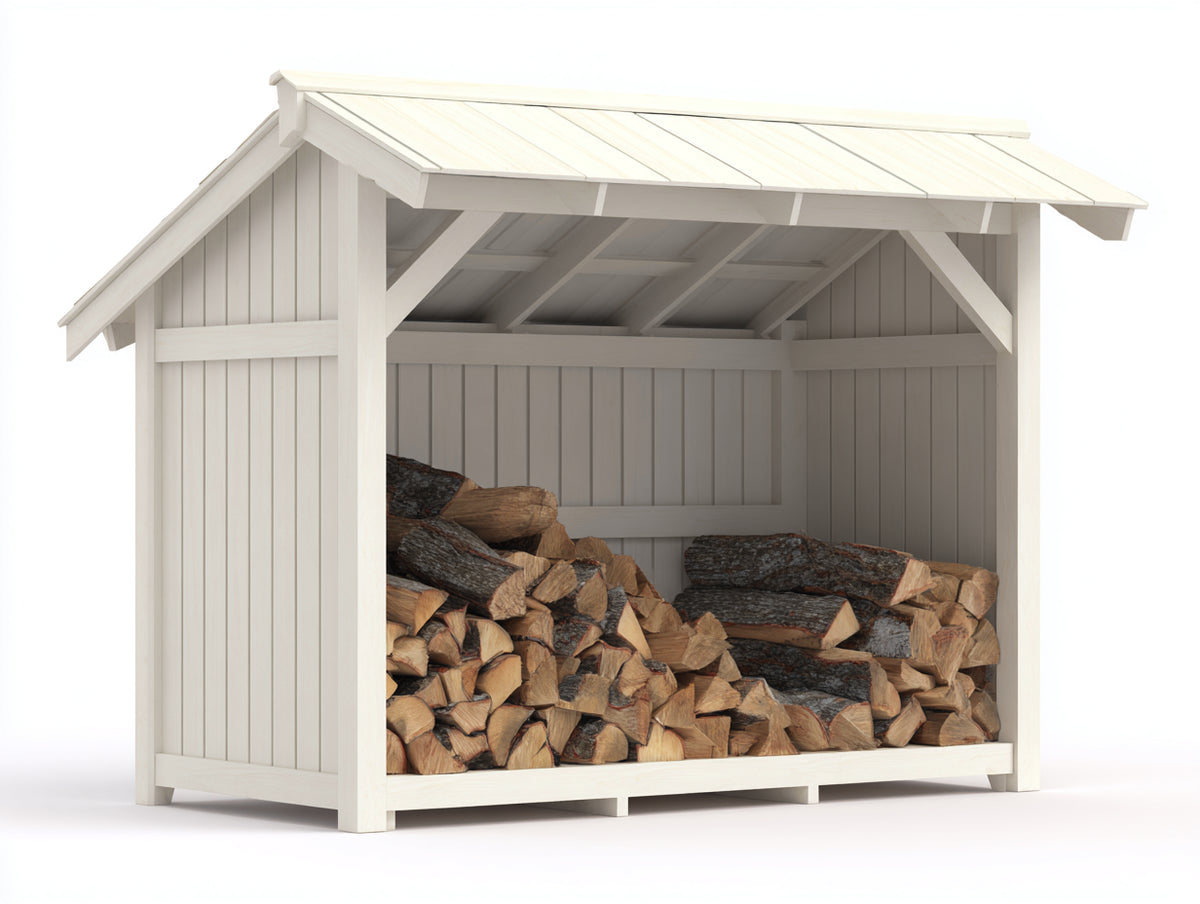 Abri à bûches - Bois - 220x115x210 cm - Blanc cassé - Style classique