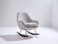 Fauteuil à bascule - tissu bouclé-métal - 78 x 88 x 92 cm - blanc cassé-noir - design moderne